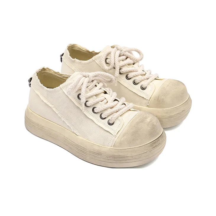 Angelmi Wear Resistant Low Top Skateboard Shoes Men's White-1