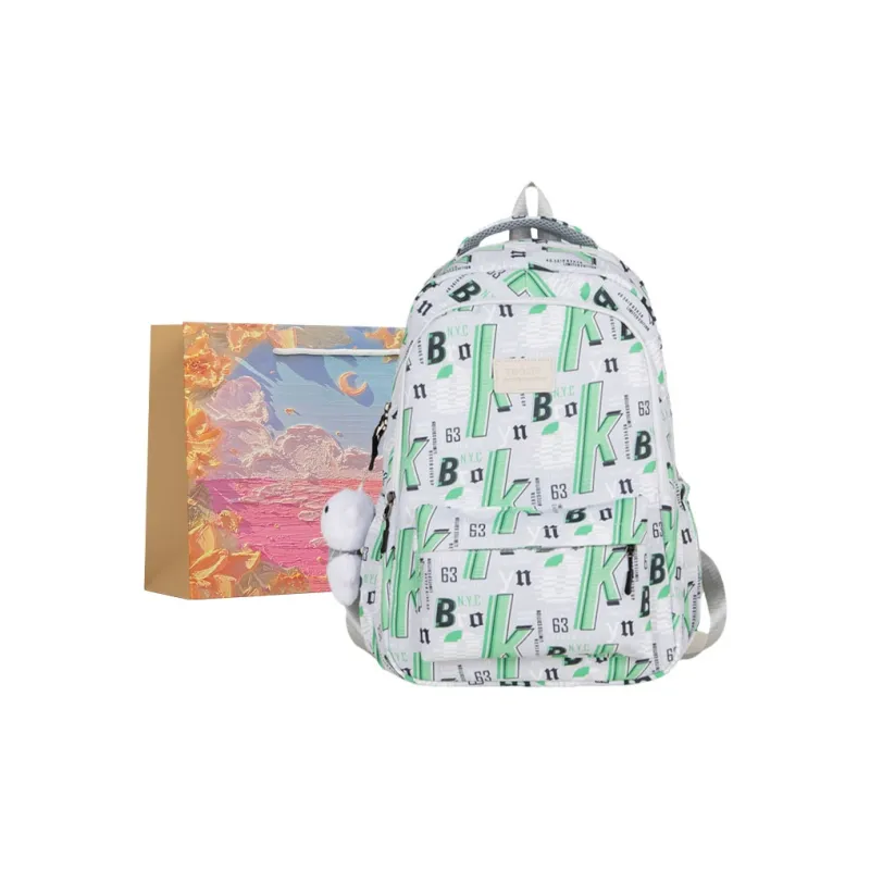 BRINCH Nylon Backpack Unisex Green/Black/Blue-0