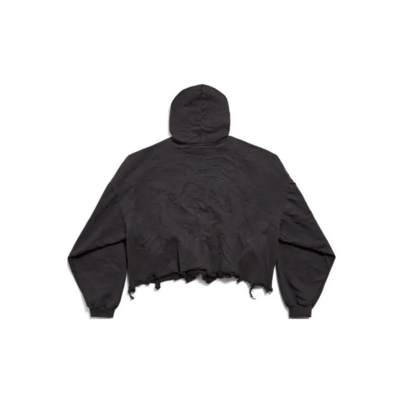 Balenciaga Loop Sports Icon Destroyed Cropped Hoodie-1