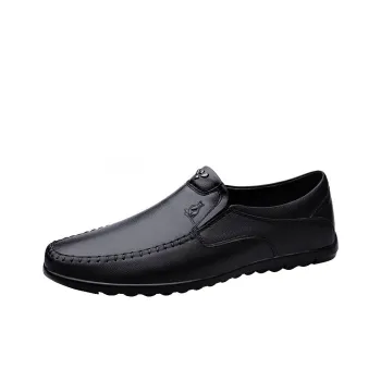 AUSFAMDS Men's Casual Shoes Men Low Top Black/Brown