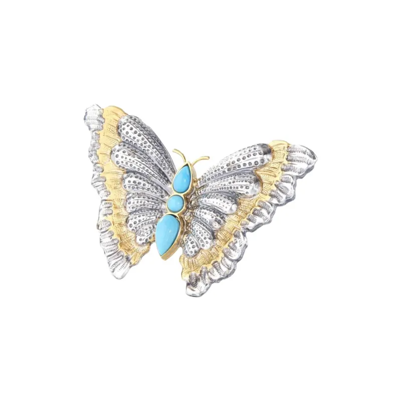 BUCCELLATI Turquoise, Silver Brooches Unisex Silver-1