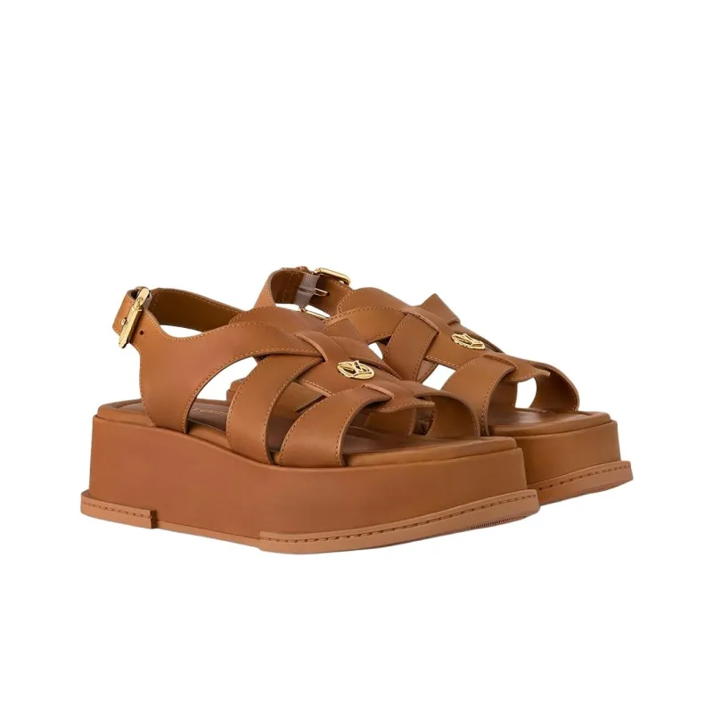LOUIS VUITTON Strap Sandals 5cm Women's Brown-3