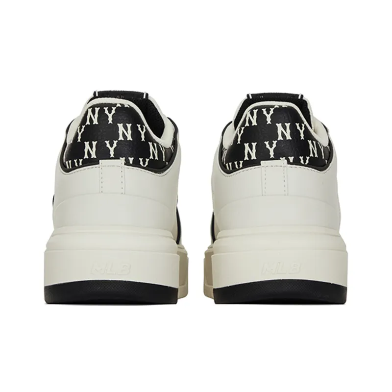MLB New York Yankees Anti Slip Wear Resistant Mid Top Skateboard Shoes Unisex Black Beige-4
