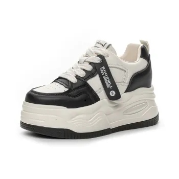 Shangjinni Lightweight Height Increasing Mid-Top Chunky Sneakers Women's Black
