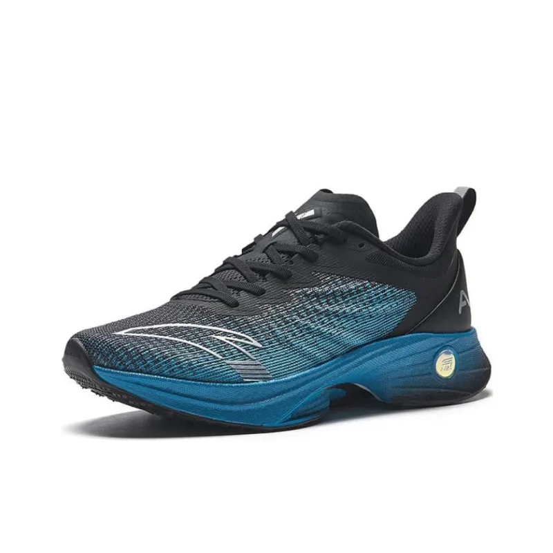 Anta Cushioned Slip Resistant Low Top Casual Running Shoes Men's Black Blue-1