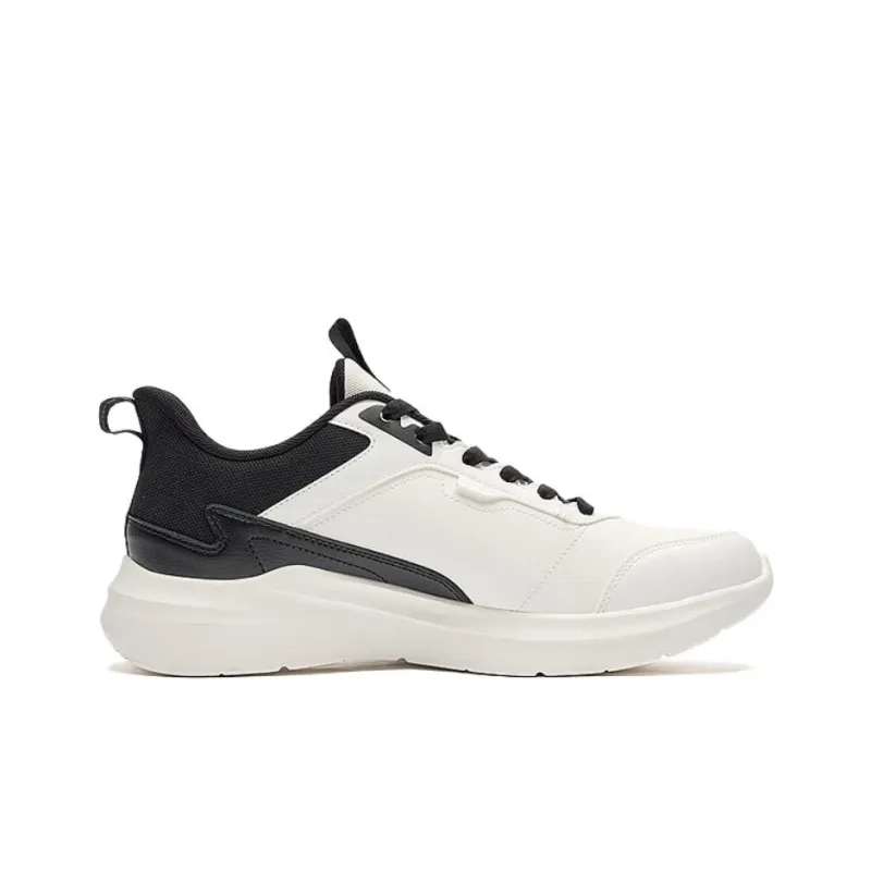 QIAODAN Wear Resistant Support Low Top Running Shoes Men's White Black-1