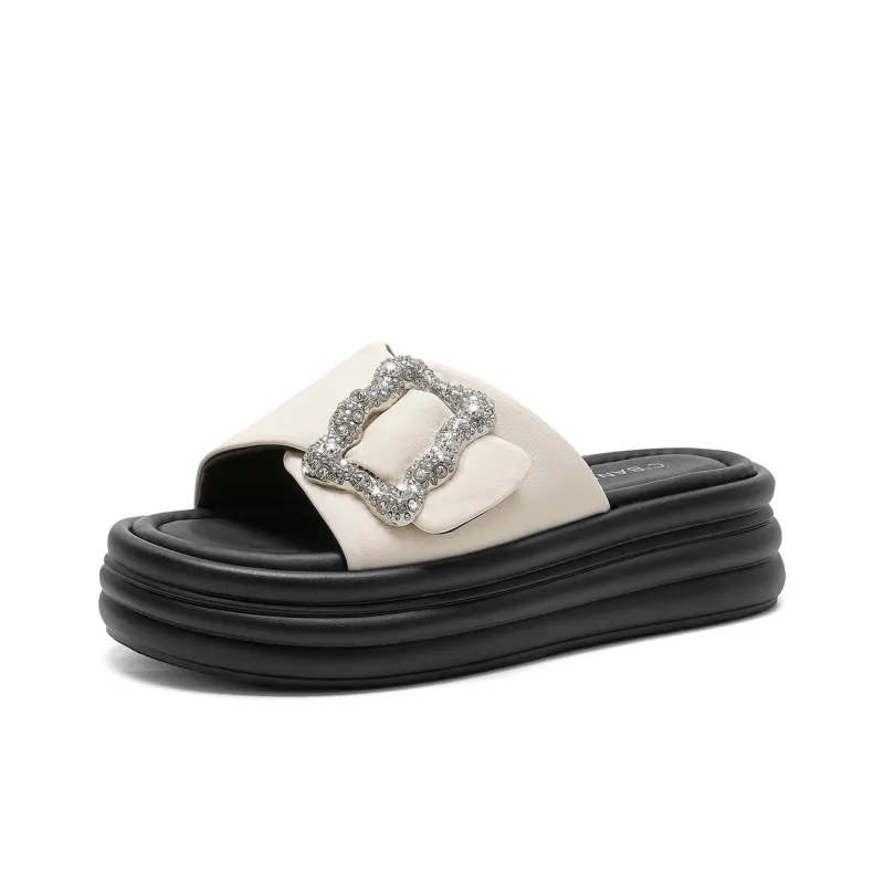 C°BANNER PU Polyurethane Slide Slippers Women's Beige-1