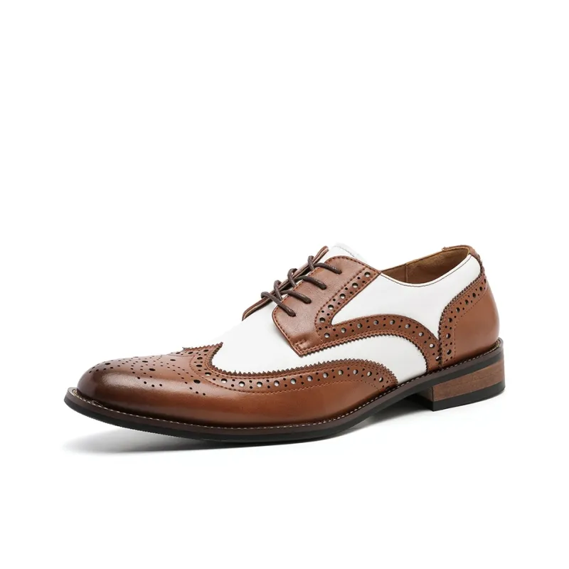 UHK Dress Shoes Men Low Top White/Brown/Multicolor-6
