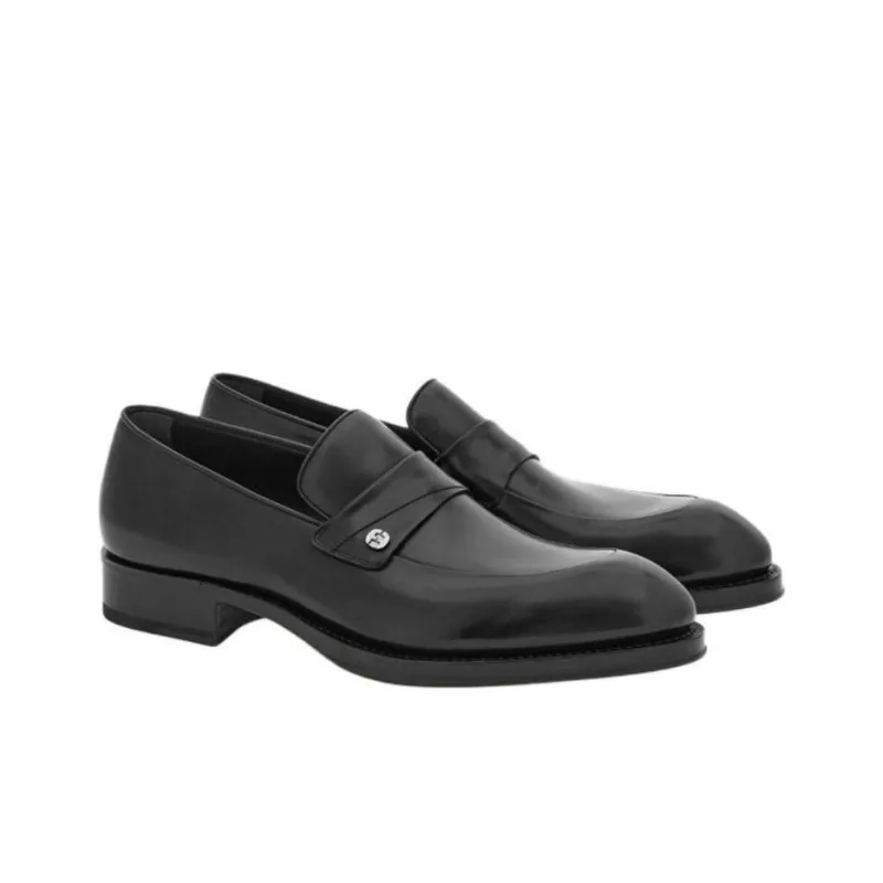 FERRAGAMO Tramezza Almond-toe Leather Loafers-2