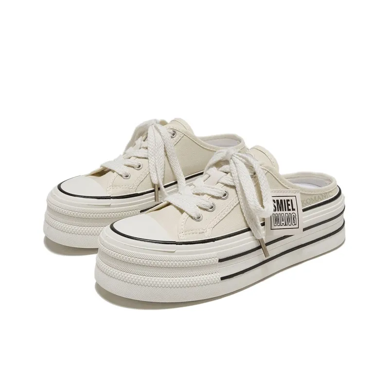 Komanic Coverage Lightweight Height Increasing Low Top Canvas Shoes Women's-23