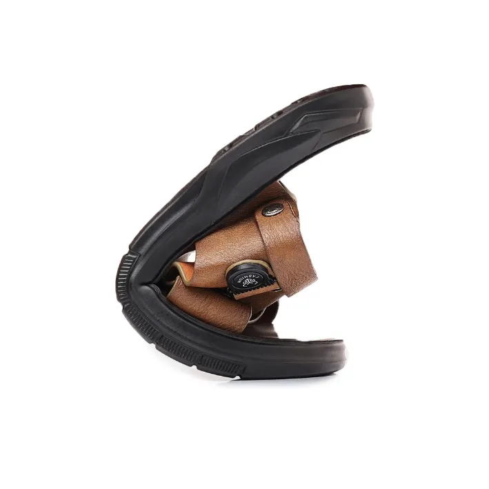 LIANGGUAN Beach Sandals Men Gray/Brown-5