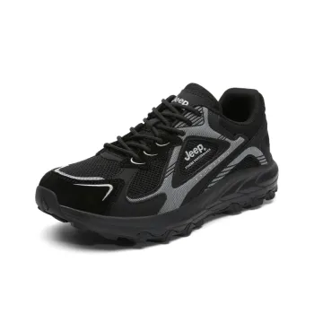 Jeep Cushioning Anti-Slip Wear-Resistant Breathability Low-Top Running Shoes Unisex Black