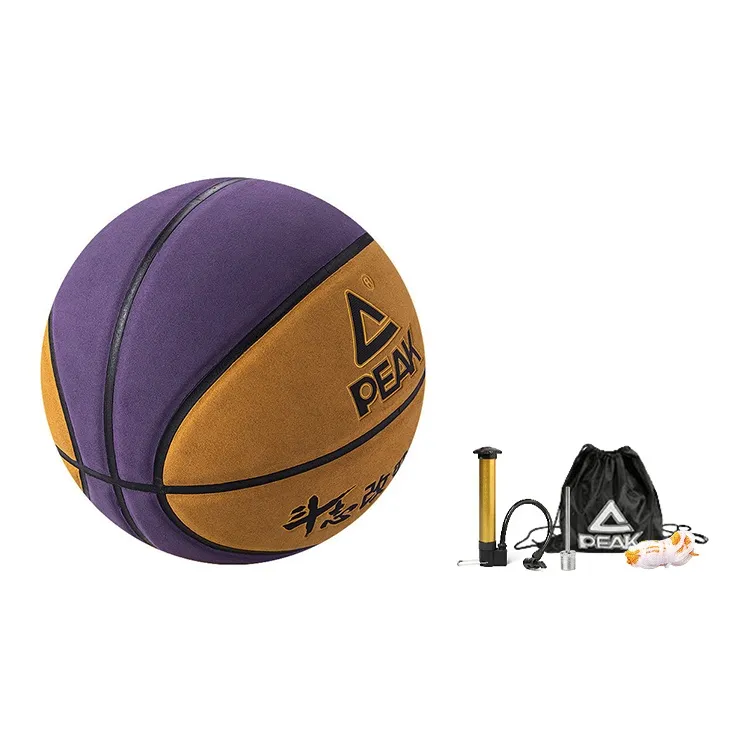 PEAK Microfiber Leather Basketball Brown Purple Size 7 Training Unisex-4