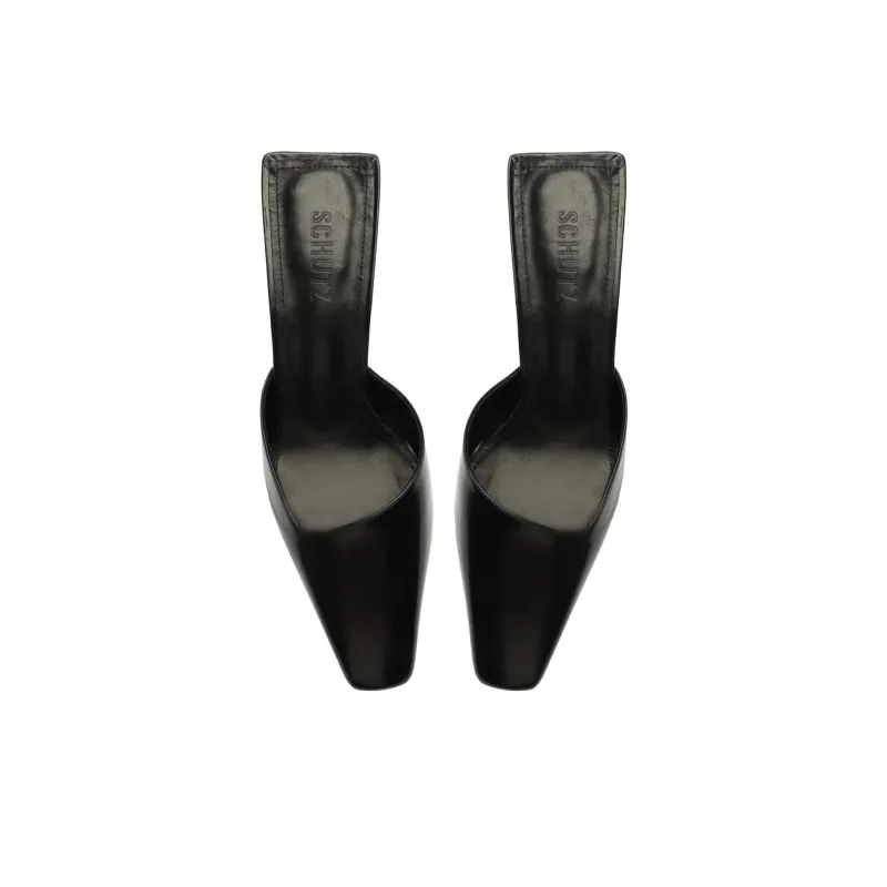 Schutz Closed Toe Slippers 8cm Women's Black-4