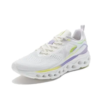 XTEP Wear-Resistant Cushioning Slip-Resistant Low-Top Running Shoes Women's White Purple Yellow