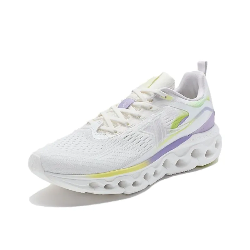 XTEP Wear Resistant Cushioning Slip Resistant Low Top Running Shoes Women's White Purple Yellow-0