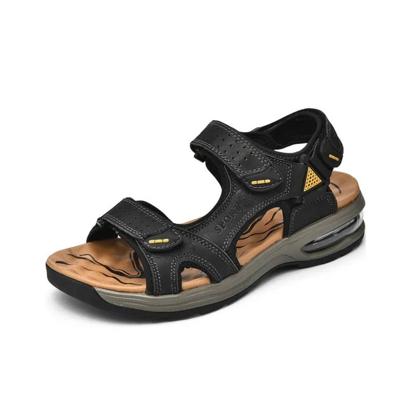 LAORENTOU Beach Sandals Men Black/Khaki/Dark Brown-1