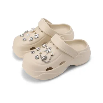 XMISTUO Fashion Pearl Rhinestone Clogs Women's