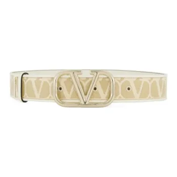 Valentino Logo Identification Cotton Belt Women's Beige Width: 4CM