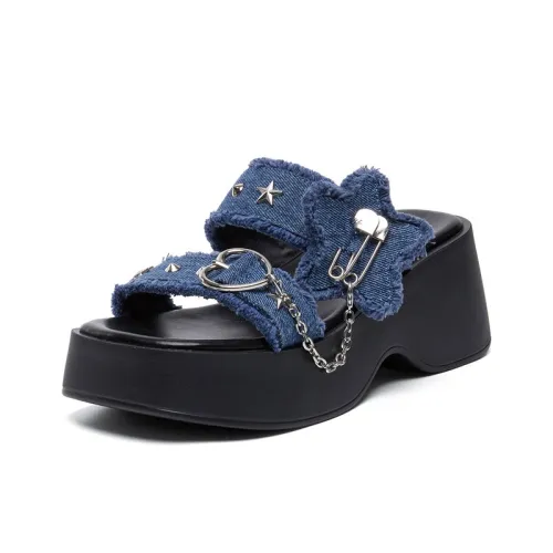 La Chapelle Beach Sandals Women's Denim Blue