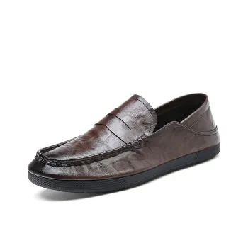 MODENGPAN Gommino Loafers Men Black Brown