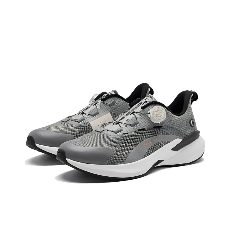 QIAODAN Wear Resistant Breathable Slip Resistant Low Top Sprint Running Shoes Men's Antique Porcelain White Silent Gray-1