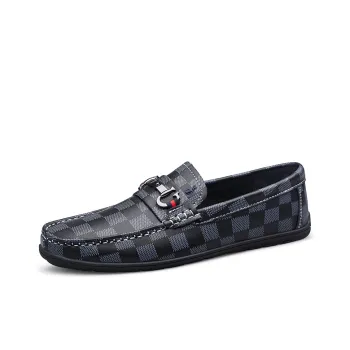AUSFAMDS Men's Casual Shoes Men Low Top Black Brown