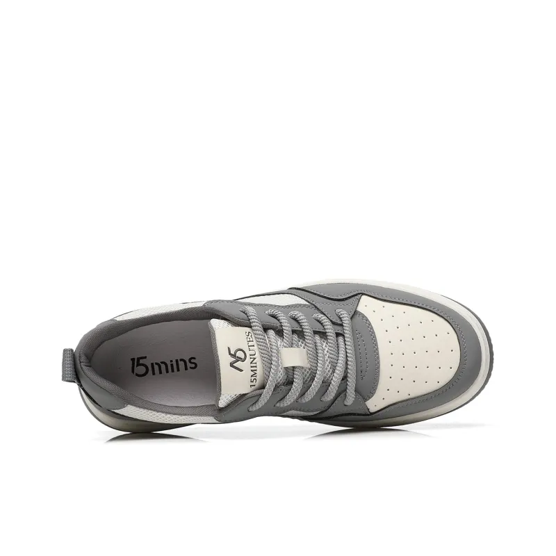 15 MINS Wear resistant And Lightweight Low Top Skateboard Shoes Men's White Gray-3