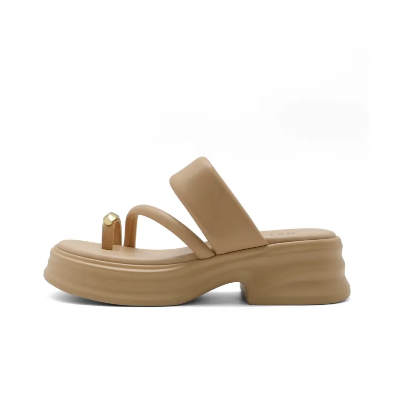 BELLE EVA Metal Slip-Resistant Slide Slippers Women's Ecru Apricot-4
