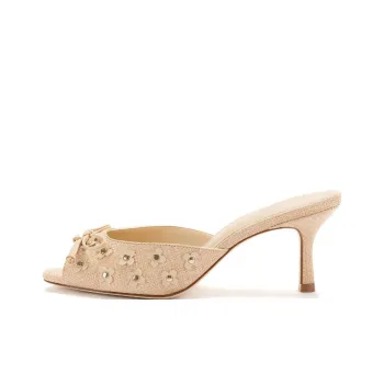 Larroude Slip-Resistant Slide Slippers Women's Beige