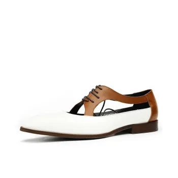 ASTON M.JAZZ Dress Shoes Men Low Top White/Brown
