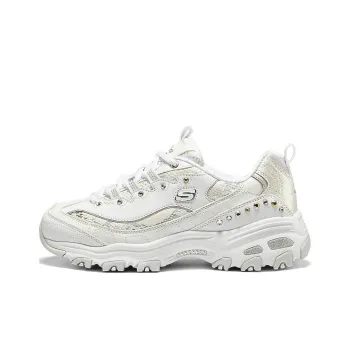 Skechers DLITES Slip Resistant Breathable Low Top Chunky Sneakers Women's White