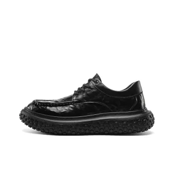 G.N.SHIJIA Men's Casual Shoes Men Low Top Black/Dark Brown