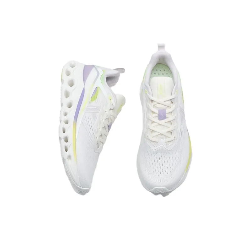 XTEP Wear Resistant Cushioning Slip Resistant Low Top Running Shoes Women's White Purple Yellow-2