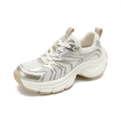 Safiya Cushioning Wear Resistant Breathable Supportive Low Top Chunky Sneakers Women's Gold