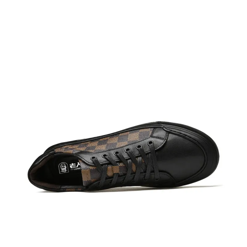 LAORENTOU Men's Casual Shoes Men Low Top Black Gray/Black Brown-7