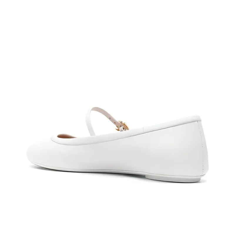 GIANVITO ROSSI Round-toe Leather Ballerina Shoes-3