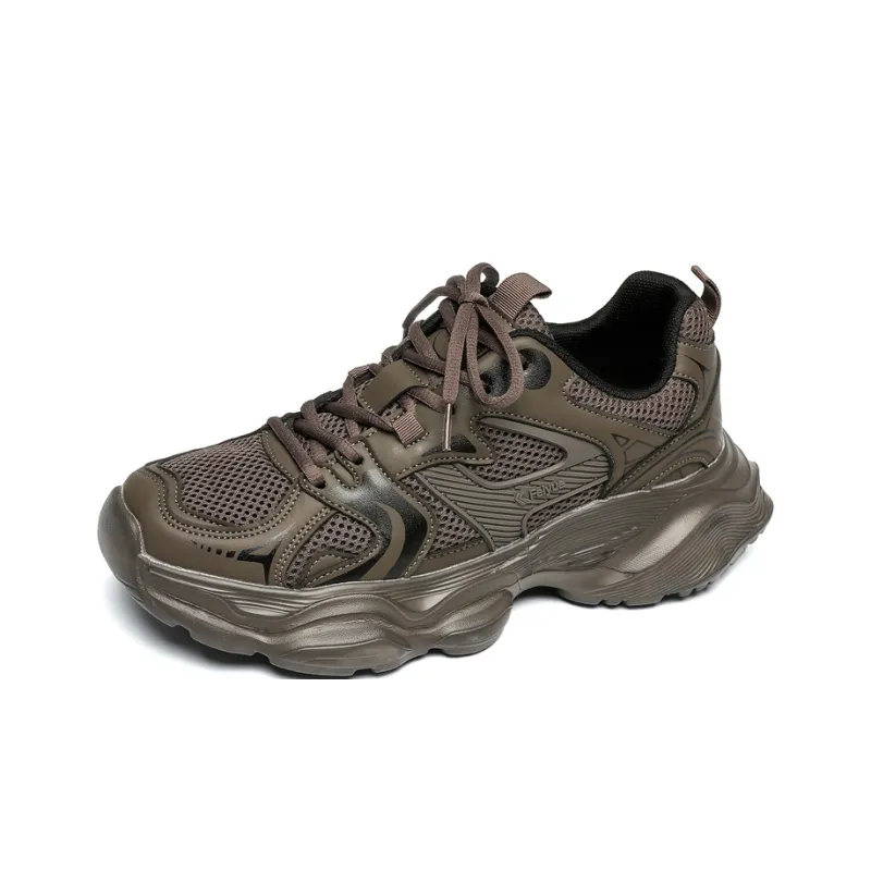 Feiyue Anti-Slip Wear-Resistant Low-Top Chunky Sneakers Men's Dark Brown-1