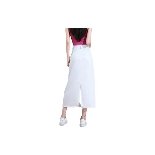 KAISER Denim Long Skirts Women's White Tencel Slash Skirt