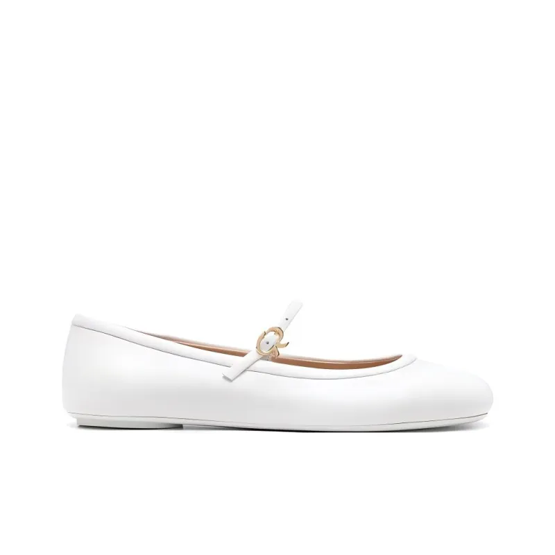 GIANVITO ROSSI Round-toe Leather Ballerina Shoes-1