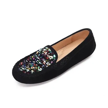 OZZEG Unlined Shoes Gommino Loafers Women's Black