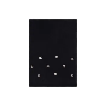 CHANEL Cashmere Knit Scarves Unisex Black