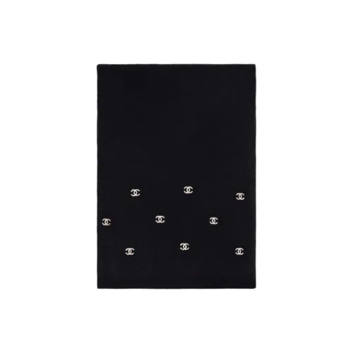 CHANEL Cashmere Knit Scarves Unisex Black