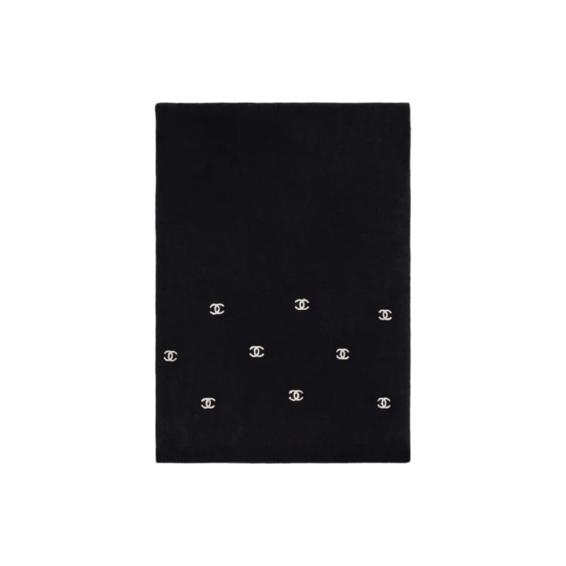 CHANEL Cashmere Knit Scarves Unisex Black-0