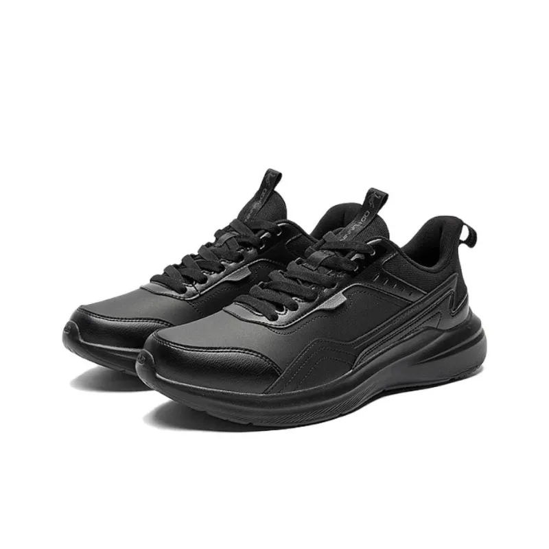 QIAODAN Wear Resistant Support Lightweight Low Top Running Shoes Men's Black-2