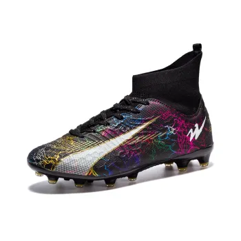 DOUBLE STAR 88 FG Rubber Long Studs Breathable And Lightweight Soccer Shoes Unisex Black