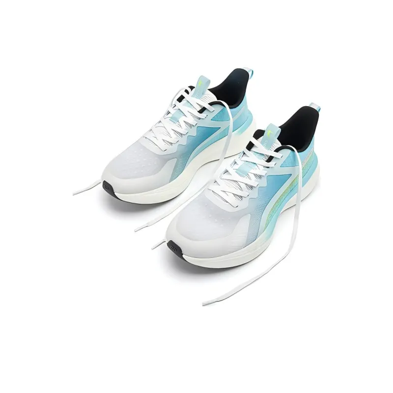 QIAODAN Anti Slip Wear Resistant Low Top Casual Running Shoes Men's White Blue-2