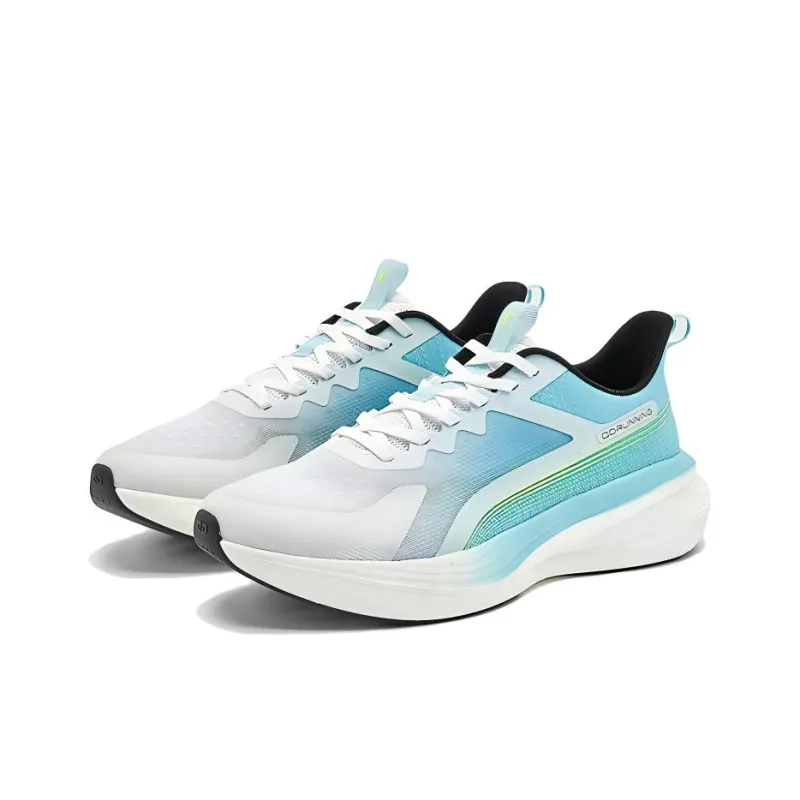 QIAODAN Anti Slip Wear Resistant Low Top Casual Running Shoes Men's White Blue-1