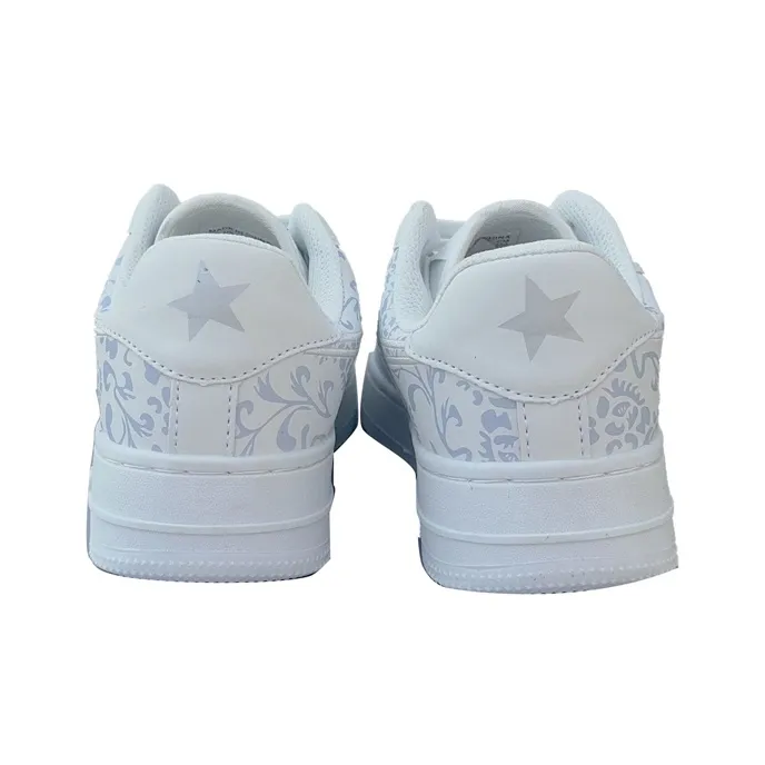LIANGHUO Slip Resistant Cushioning Wear Resistant Low Top Skateboard Shoes Unisex Blue And White Porcelain-5