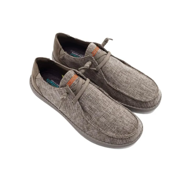 Skechers Melson Breathable And Lightweight Low Top Canvas Shoes Men's Brown-3